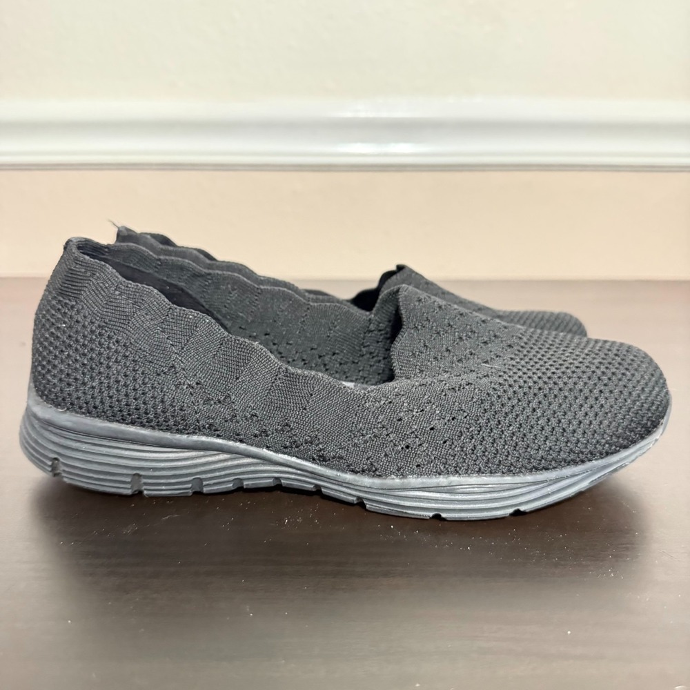 Skechers Seager Stat Sneakers Women's 7 Black Mesh Slip-On Classic Comfort Shoes